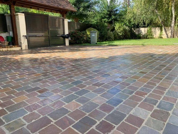 Pavés grès kandla Multi Color 14/20 cm Ep. 3/5 - unité de vente : 1 m² pour 30 pavés