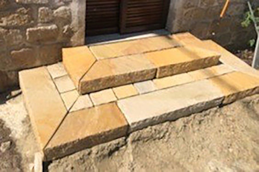 Bordure grès kandla Mint jaune blanc calcaire - 100/20 cm Ep. 7/9 cm