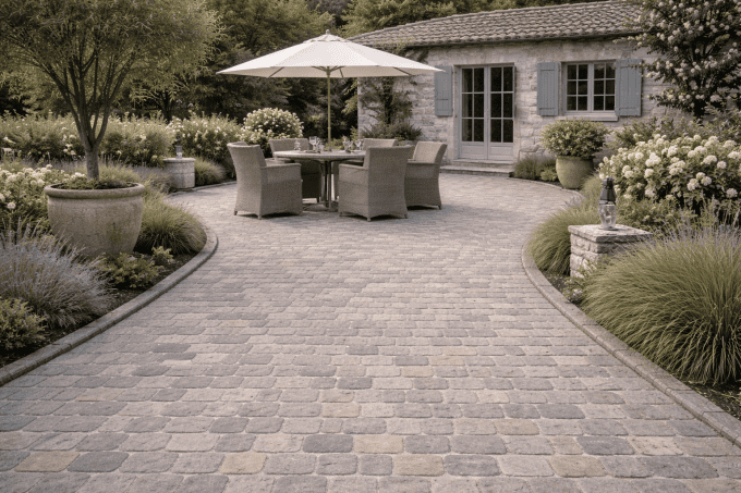 Pavés grès kandla Multi Color 14/14 cm Ep. 7/9 - unité de vente : 1 m² pour 42 pavés