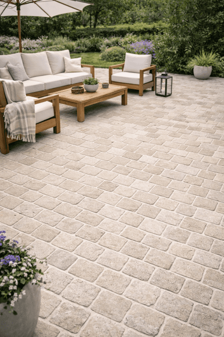 Pavés Sinaï Pearl Antico 14X14 cm épaisseur 3 cm - unité de vente : 45 pavés pour 1 m²