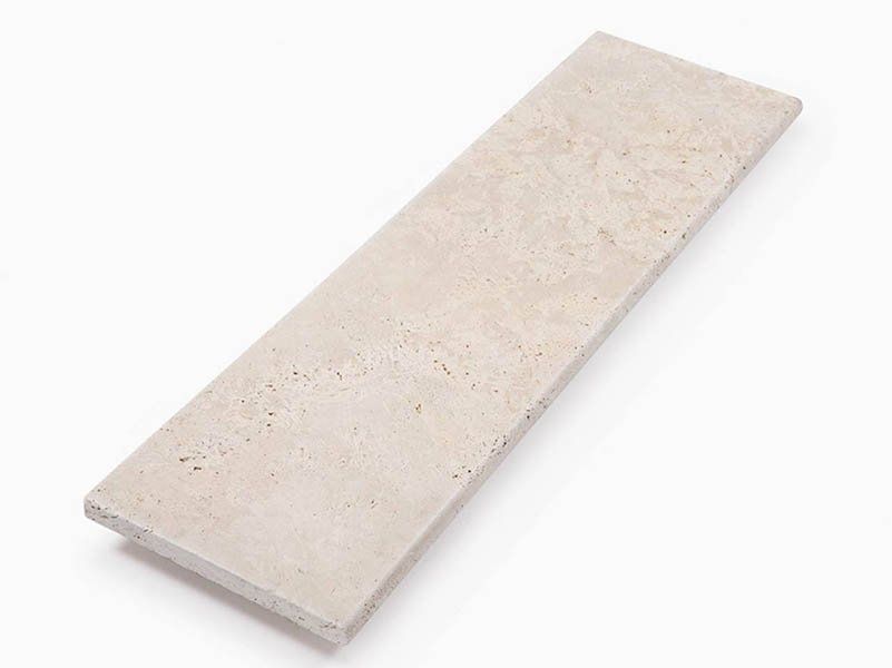 Margelle travertin mix beige rustic 33/100 cm Ep.3 cm - 1 bord arrondi - 1 ml par unité de vente