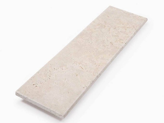 Margelle travertin mix beige rustic 33/100 cm Ep.3 cm - 1 bord arrondi - 1 ml par unité de vente
