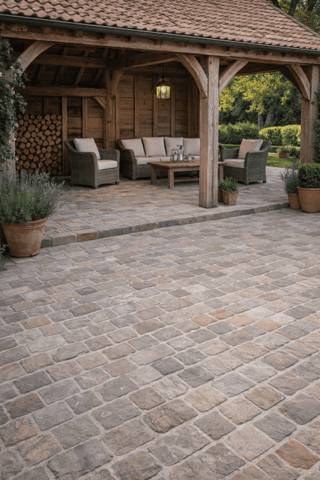 Pavés grès kandla Multi Color 14/20 cm Ep. 3/5 - unité de vente : 1 m² pour 30 pavés