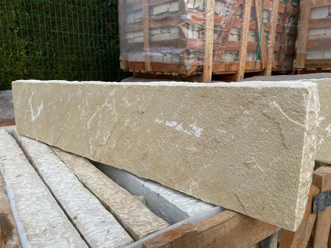 Bordure grès kandla Mint jaune blanc calcaire - 100/20 cm Ep. 5/7 cm