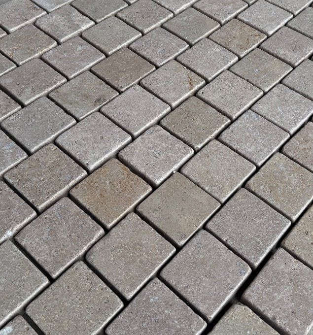 Pavés Sinaï Pearl Antico 14X14 cm épaisseur 3 cm - unité de vente : 45 pavés pour 1 m²