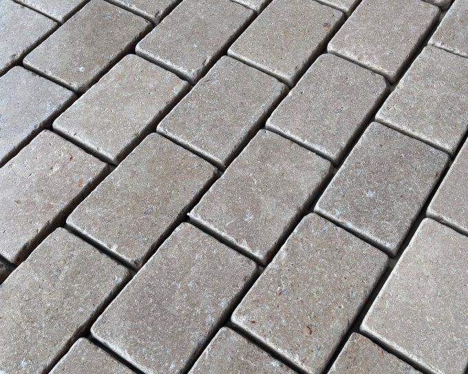 Pavés Sinaï Pearl Antico 14X20 cm épaisseur 3 cm - unité de vente : 32 pavés pour 1 m²