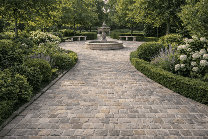 Pavés grès kandla Multi Color 14/14 cm Ep. 11/13 - unité de vente : 1 m² pour 42 pavés