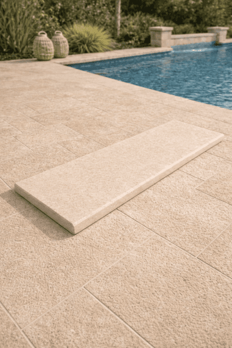 Margelle New Sunny Heritage 30/100 cm  Ep. 3 cm - 1 bord arrondi - Unité de vente 1 ml