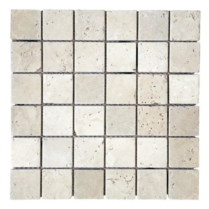 Mosaic travertin 1er choix mix beige carré 4.9/4.9 cm - 30.5 /30.5 cm  - unité de vente 0.95 m²