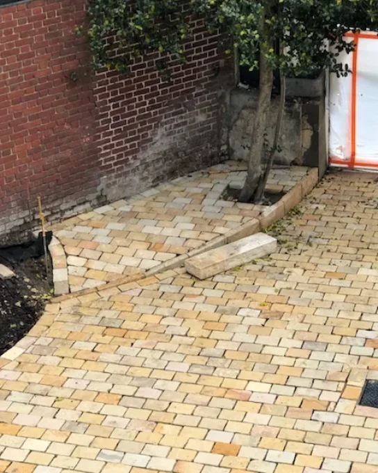 Pavés grès kandla Mint jaune blanc calcaire 14/20 cm Ep. 5/7 - unité de vente : 1 m² pour 30 pavés