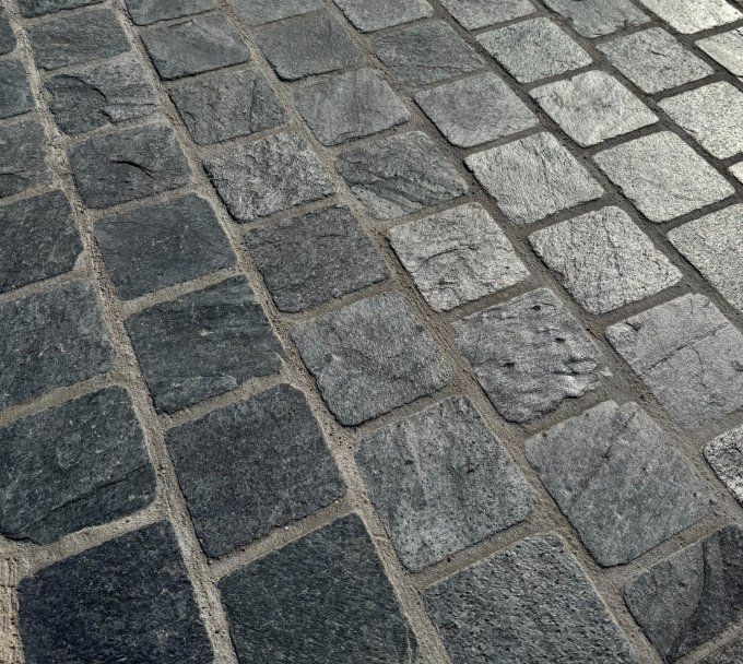 Pavé ardoise schiste Monsoon black 14/14 cm Ep. 2/3 cm - unité de vente : 1 m² pour 42 pavés