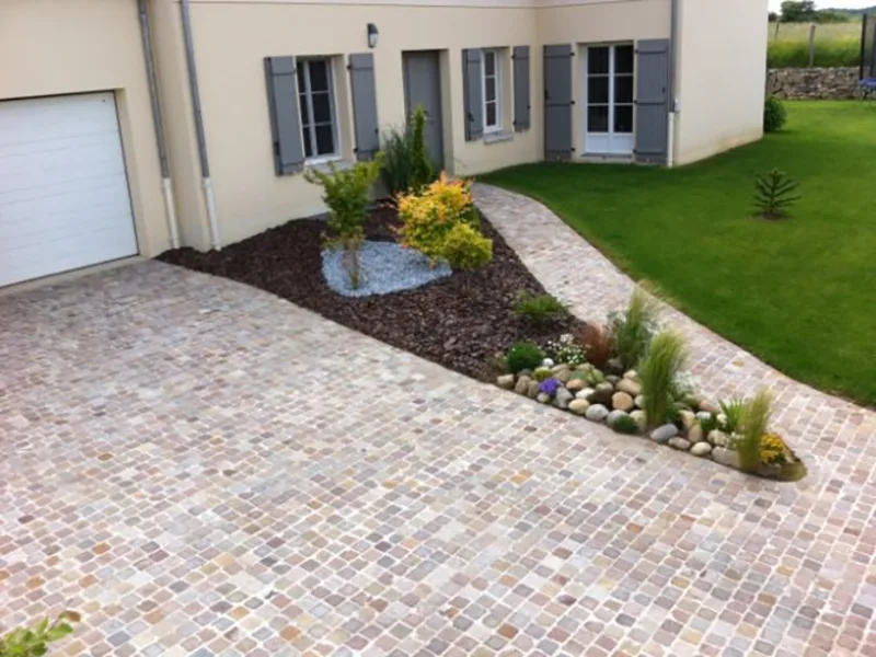 Pavés grès kandla Multi Color  10/10 cm Ep. 5/7 - unité de vente : 1 m² pour 76 pavés
